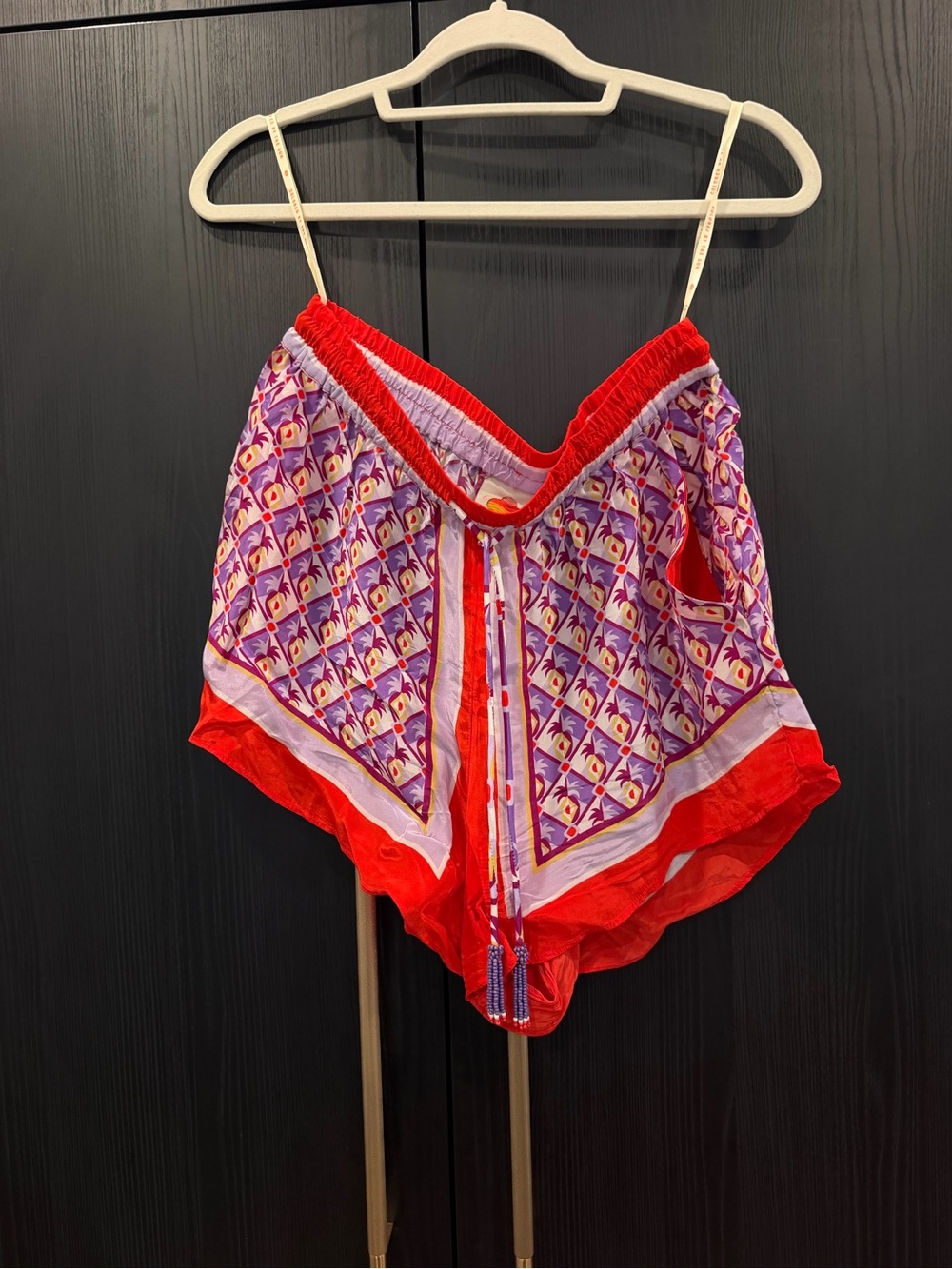 FARM Rio Red & Purple Printed Satin Pajama Shorts